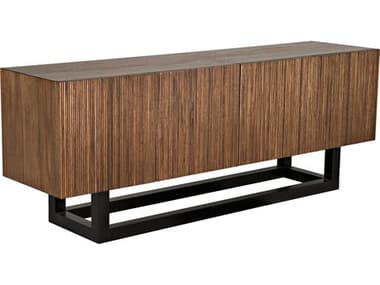 Noir Thomson 80" Walnut Wood Dark With Matte Black Sideboard NOIGCON434DW