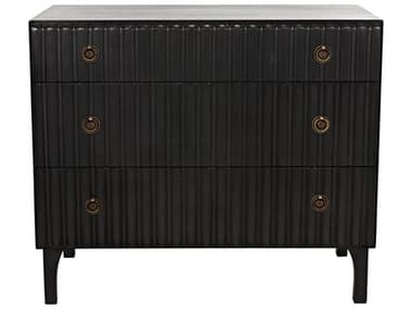 Noir Bedroom Storage Daryl 38" Wide 3-Drawers Black Mahogany Wood Dresser NOIGDRE164P