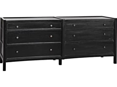 Noir Hampton 74" Wide 6-Drawers Mahogany Wood Double Dresser NOIGDRE241HB2