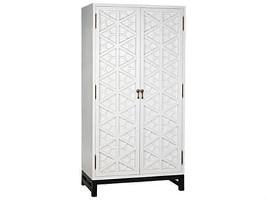 Noir 42" Wide Solid White With Matte Black Base Mahogany Wood Wardrobe Armoire NOIGHUT118SWS