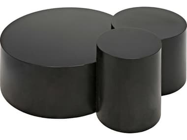 Noir Furniture Black Metal 57'' Wide Round Coffee Table NOIGTAB1034MTB