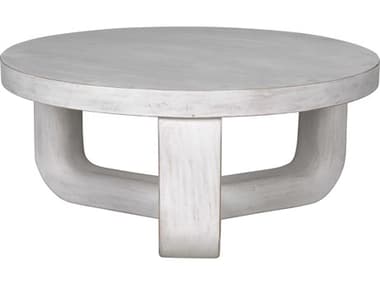 Noir Round Wood White Wash Coffee Table NOIGTAB1042WH