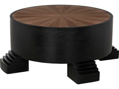 Noir 44" Round Wood Hand Rubbed Black Coffee Table NOIGTAB1114HBV