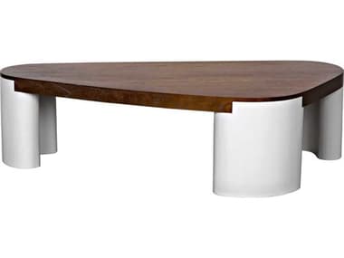 Noir 68" Wood Gray Wash And Solid White Coffee Table NOIGTAB1116GWSW