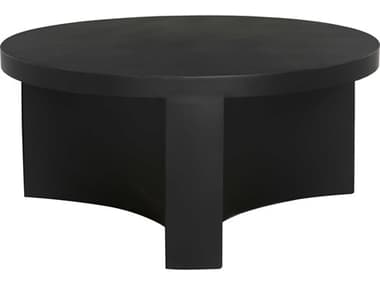 Noir 36" Round Metal Matte Black Coffee Table NOIGTAB1132MTBB