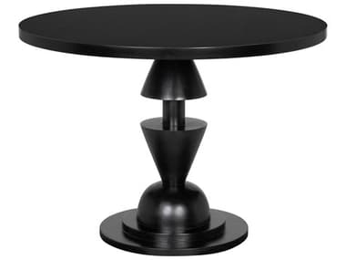 Noir Varick Round Wood Hand Rubbed Black Dining Table NOIGTAB5001HB