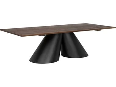 Noir Mason Rectangular Wood Dark Walnut And Matte Black Dining Table NOIGTAB5002MTB