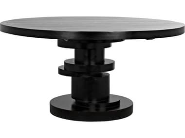 Noir 60" Round Wood Hand Rubbed Black Dining Table NOIGTAB558HB