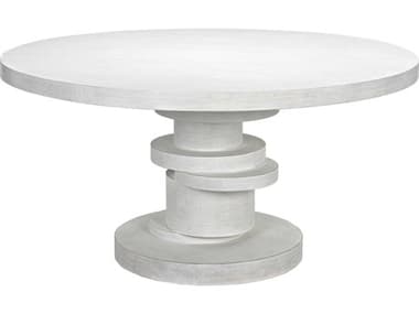 Noir Round Wood White Wash Dining Table NOIGTAB558WH