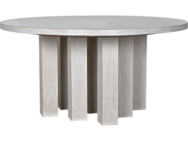 Noir 60" Round Wood White Wash Dining Table NOIGTAB576WH