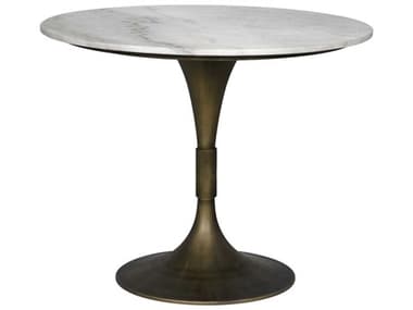 Noir Jman Round Marble Aged Brass Dining Table NOIGTAB598AB36