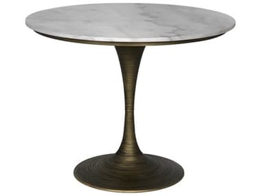 Noir Joni Round Marble Aged Brass Dining Table NOIGTAB599AB36