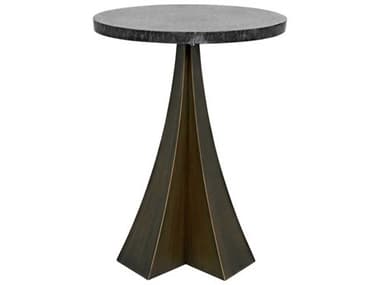 Noir 18" Round Marble Aged Brass End Table NOIGTAB954AB
