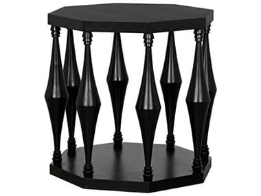 Noir 26" Octagon Wood Hand Rubbed Black End Table NOIGTAB964HB