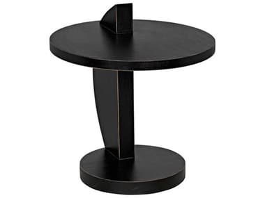 Noir 22" Round Wood Hand Rubbed Black End Table NOIGTAB972HB