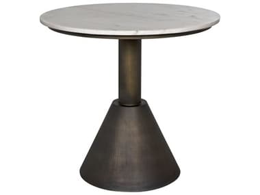 Noir Joseph 30" Round Marble Aged Brass End Table NOIGTAB982AB