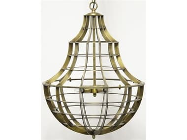 Noir Ribcage 4-Light Antique Brass Candelabra Chandelier NOILAMP559MB