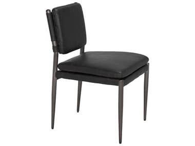 Noir Elvis Black Leather Armless Dining Chair NOILEAC0115D1D