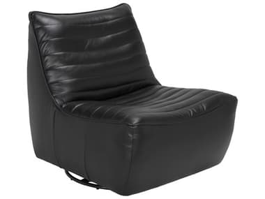 Noir McClain Swivel Black Leather Accent Chair NOILEAS0591A1A