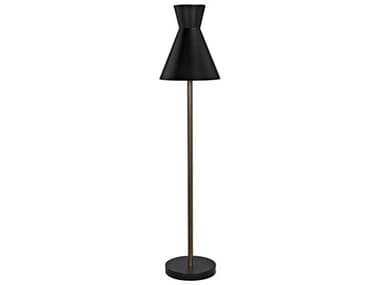 Noir 67" Tall Matte Black And Aged Brass Industrial Steel Floor Lamp NOIPZ021MTB