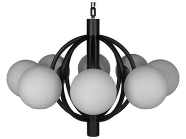 Noir 36" Wide 8-Light Matte Black Glass Globe Chandelier NOIPZ029MTB