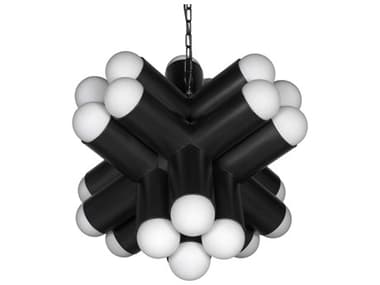 Noir Massimo 32" Wide 24-Light Matte Black Globe Chandelier NOIPZ032MTB