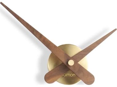 Nomon Axioma Mini Polished Brass Walnut Wall Clock NOMAXMDN