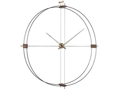 Nomon Delmori Polished Brass Walnut Wall Clock NOMDEG000NN