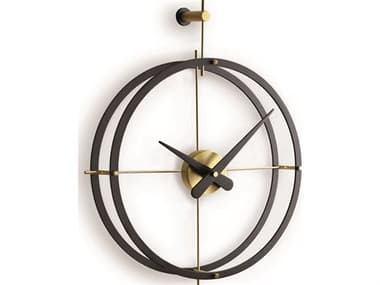 Nomon Dos Puntos Calabo Wood Brass Wall Clock NOMDPNG