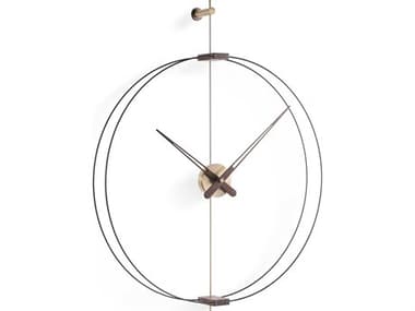Nomon Mini Barcelona Black Walnut Polished Brass Wall Clock NOMMBARG