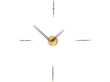 Nomon Mini Merlin Polished Brass Walnut Wall Clock NOMMMDO040N