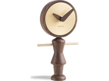Nomon Nena Walnut Polished Brass Clock NOMNENANG