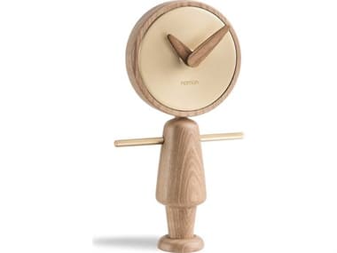 Nomon Nene Oak Polished Brass Clock NOMNERG