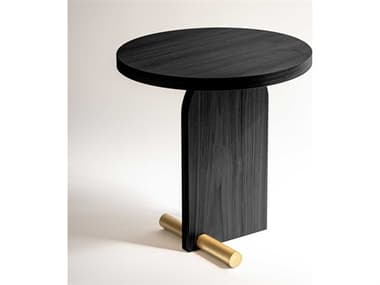 Nomon Nova Round Wood Black Brass End Table NOMNOVA1BG