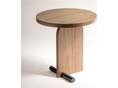 Nomon Nova Round Stone Walnut Black End Table NOMNOVA1NB