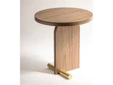 Nomon Nova Round Wood Walnut Brass End Table NOMNOVA1NG
