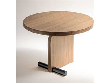 Nomon Nova Round Wood Walnut Black End Table NOMNOVA2NB