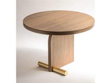 Nomon Nova Round Wood Walnut Brass End Table NOMNOVA2NG