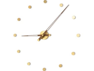 Nomon Rodon Polished Brass Walnut Wall Clock NOMROD012N