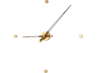 Nomon Rodon Polished Brass Walnut Wall Clock NOMROD04N