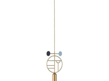 Nomon Wooden Dots 1-Light Brass Blue Geometric Mini Pendant NOMWDC06