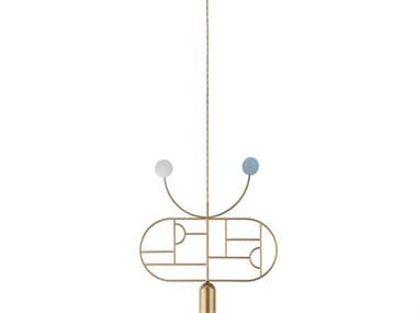 Nomon Wooden Dots 1-Light Brass Blue White Geometric Pendant NOMWDC08