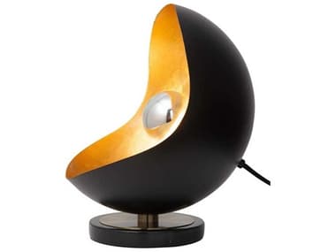 Nova Luna Bella Matte Black Gold Leaf Steel Table Lamp NOV1011058BG