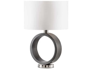 Nova Tracey Brushed Nickel Charcoal Gray White Linen Table Lamp NOV1011067
