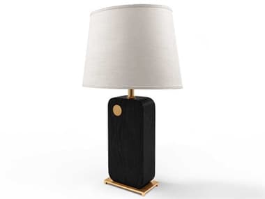 Nova Laurel Ebony Weathered Brass White Linen Black Buffet Lamp NOV1011513B