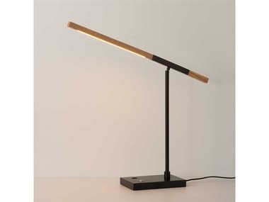Nova Port Matte Black Natural Wood Desk Lamp NOV1011572MB