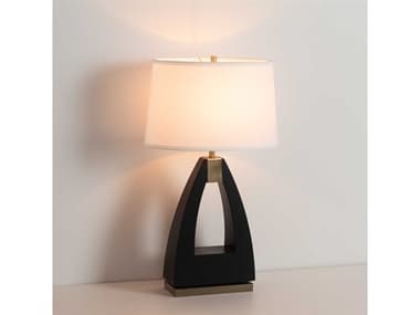 Nova Trina Ebony Weathered Brass White Linen Buffet Lamp NOV10392B