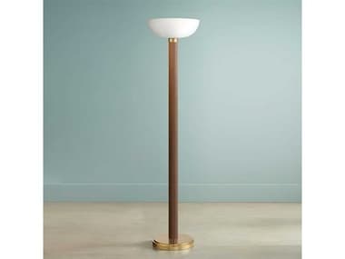 Nova Tambo 72" Tall Dark Walnut Weathered Brass Opal Glass Brown Floor Lamp NOV1510832DB