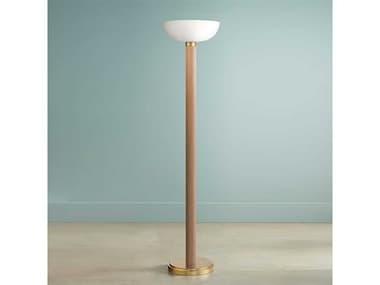 Nova Tambo 72" Tall Natural Ash Weathered Brass Opal Glass Wood Brown Floor Lamp NOV1510832LW