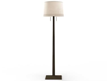 Nova Taper 61&quot; Tall Dark Walnut Weathered Brass White Linen Brown Floor Lamp NOV20101251DW